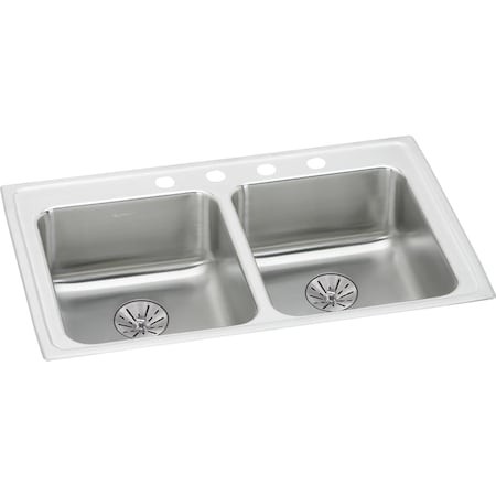 Elkay Clssc SS 29"x22"x6-1/2", Equal DoubleBwl Drop-in ADA Sink w/Prfct Drain LRAD292265PD4
